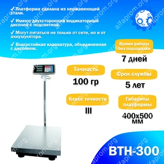 Напольные торговые весы Foodatlas 300кг/100гр ВТН-300