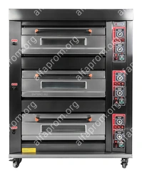 Печь хлебопекарная Miratek BK-36G + каменный под (3 яруса) + пароувлажнение